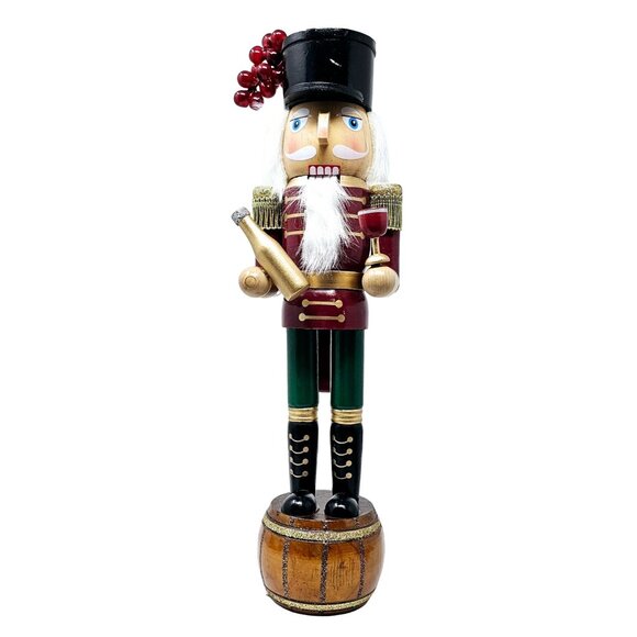 Wine Sommelier Maker Grapes Cask Bottle 14" Nutcracker - Picture 2 of 5
